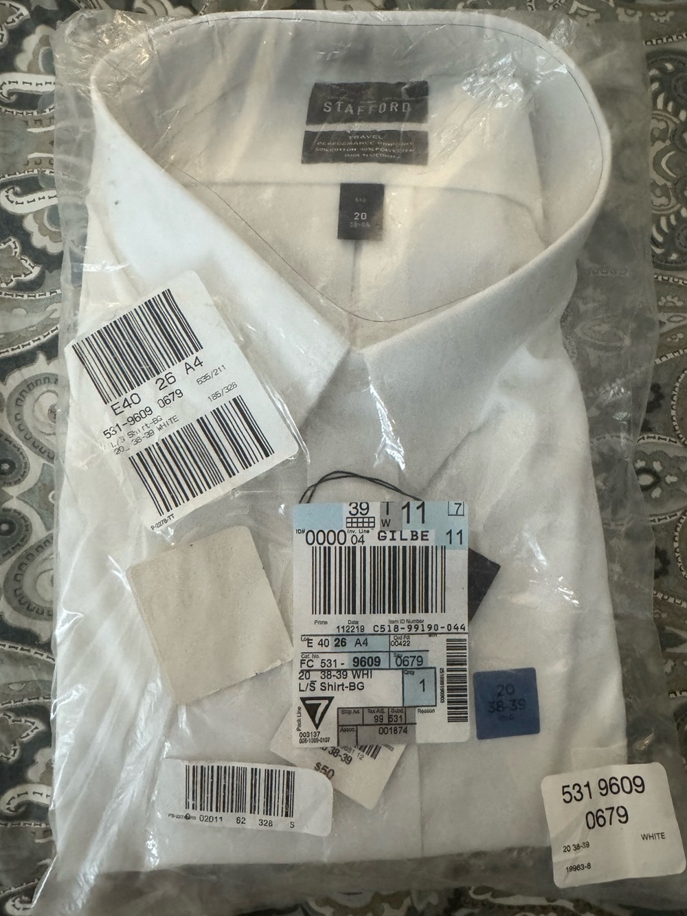 Stafford White Men's Dress Shirt - Classic Point Collar